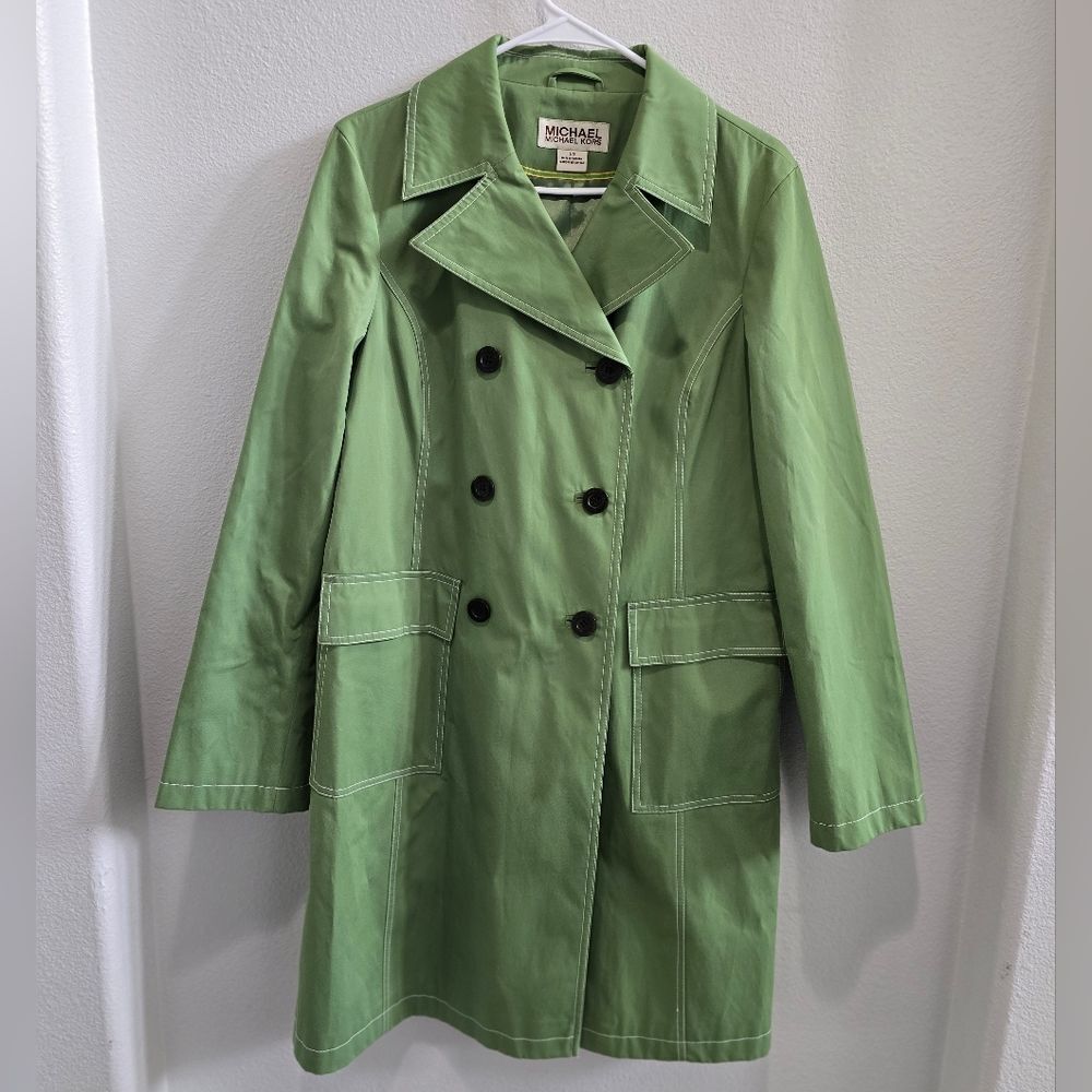 Michael Kors double breasted green lightweight jacket size large